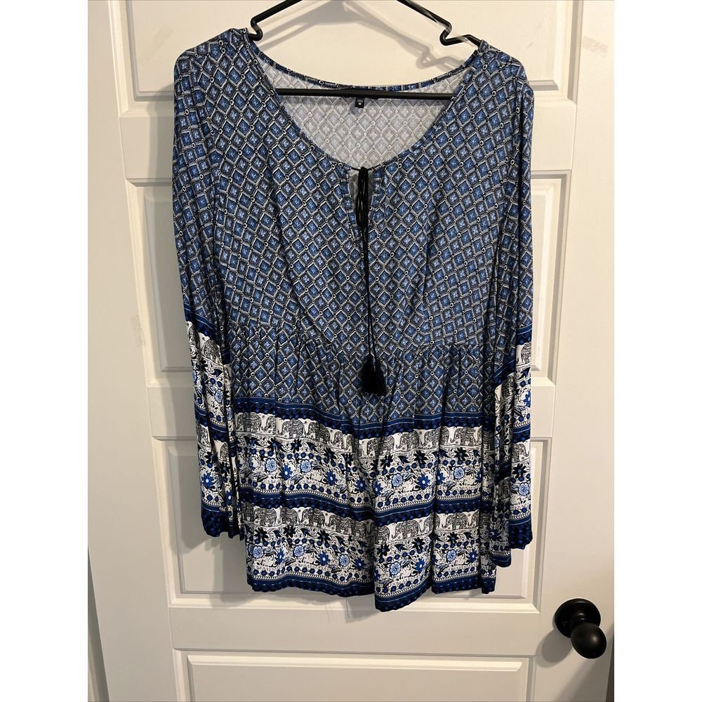 women's Unique Spectrum shirt/blouse, Blue‎ print, size Medium